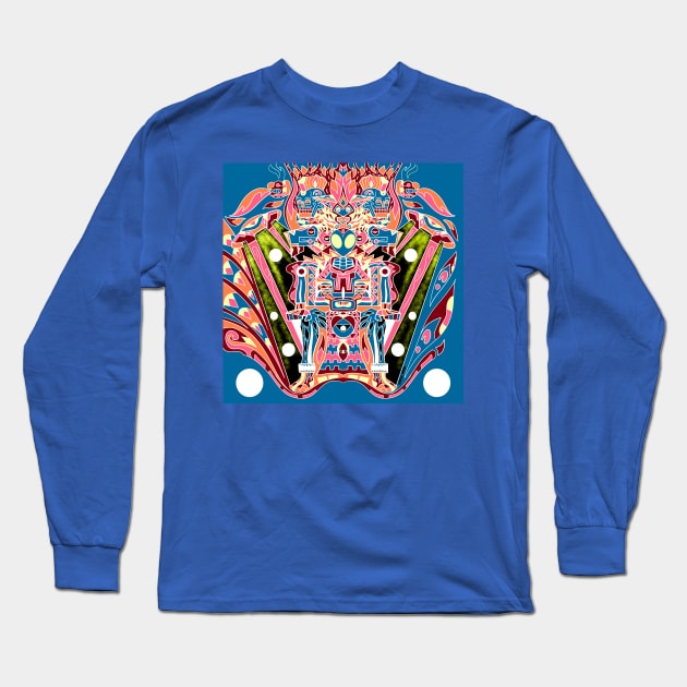 Alien death throne mictlan in galaxy mayan ufo pattern ecopop Long Sleeve T-Shirt by jorge_lebeau